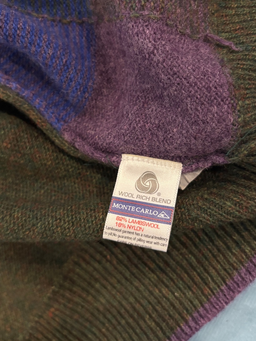 Monte Carlo Plaid Button Up Sweater Vest Size XXXL Men’s Vintage Lamb’s Wool - Picture 4 of 5